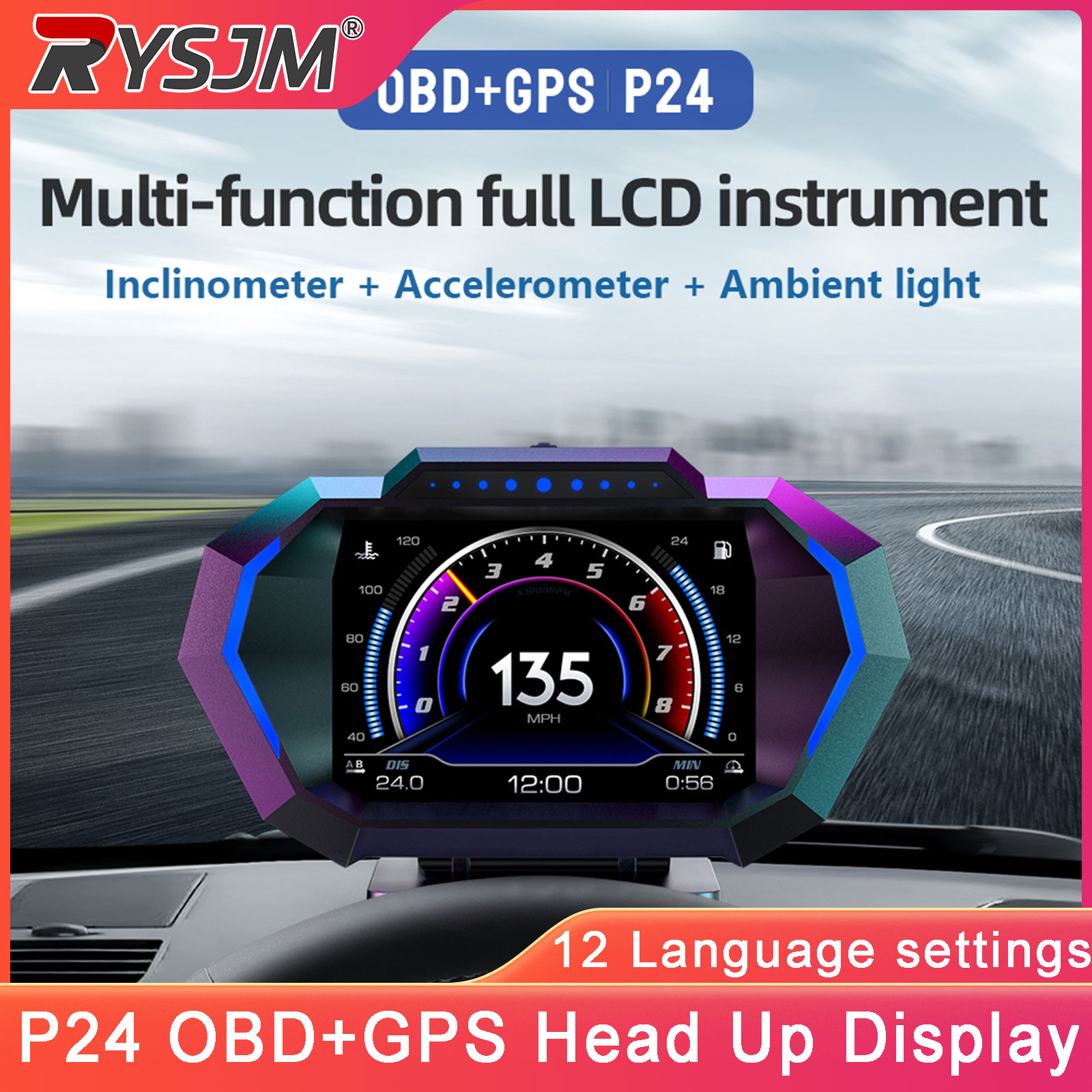 Electronics Gadgets For Car - P24 Auto OBD+GPS Head-Up Display Dual