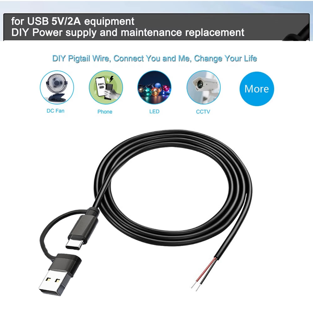 DC 2-pins voedingskabel USB en - Electronics Repair Gadgets recensie en prijs